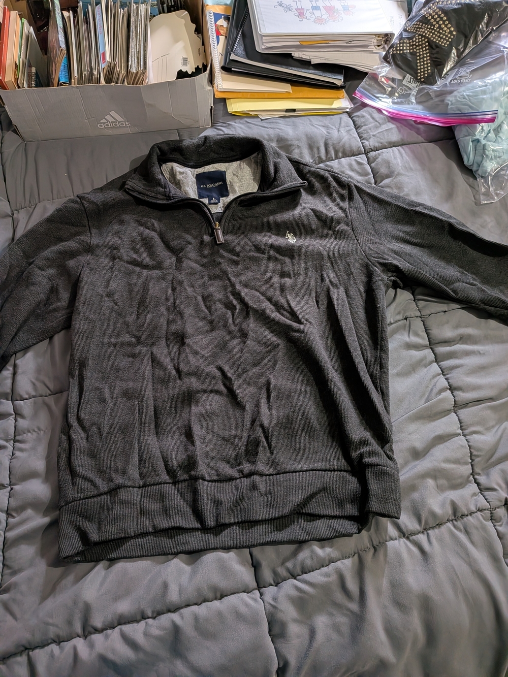Nautica Men's Dark Charcoal Zip-Neck Sweater